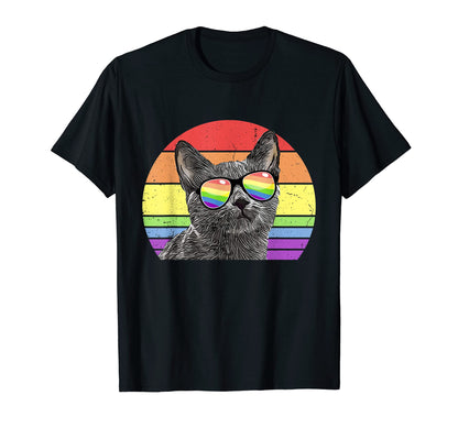 Lgbtq Chartreux Cat Rainbow Love Pride T-Shirt - Unique Graphic for Adults - T-Shirt, Sweatshirt, Hoodie
