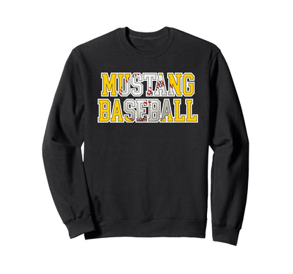 Yellow Mustangs Baseball Mom Game Day Sweatshirt - Trendy Graphic Unisex - T-Shirt, Sweatshirt, Hoodie