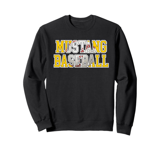 Yellow Mustangs Baseball Mom Game Day Sweatshirt - Trendy Graphic Unisex - T-Shirt, Sweatshirt, Hoodie