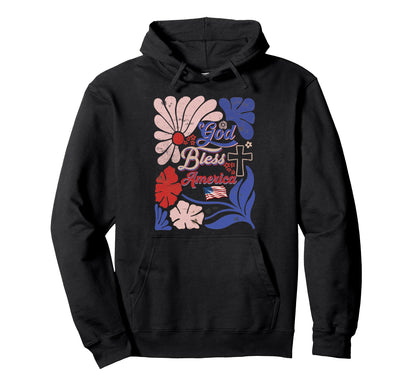 Boho Christian 4Th July God Bless Hoodie - Streetwear Style for Adults - T-Shirt, Sweatshirt, Hoodie