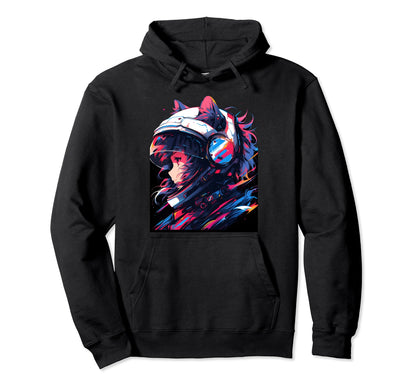 80S 90S Aesthetic Vaporwave Space Cat Hoodie - Fun Novelty Design Unisex - T-Shirt, Sweatshirt, Hoodie