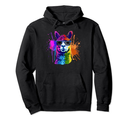 Funny Alpaca Art Sunglasses Pride Hoodie - Custom Art Print Men Women - T-Shirt, Sweatshirt, Hoodie