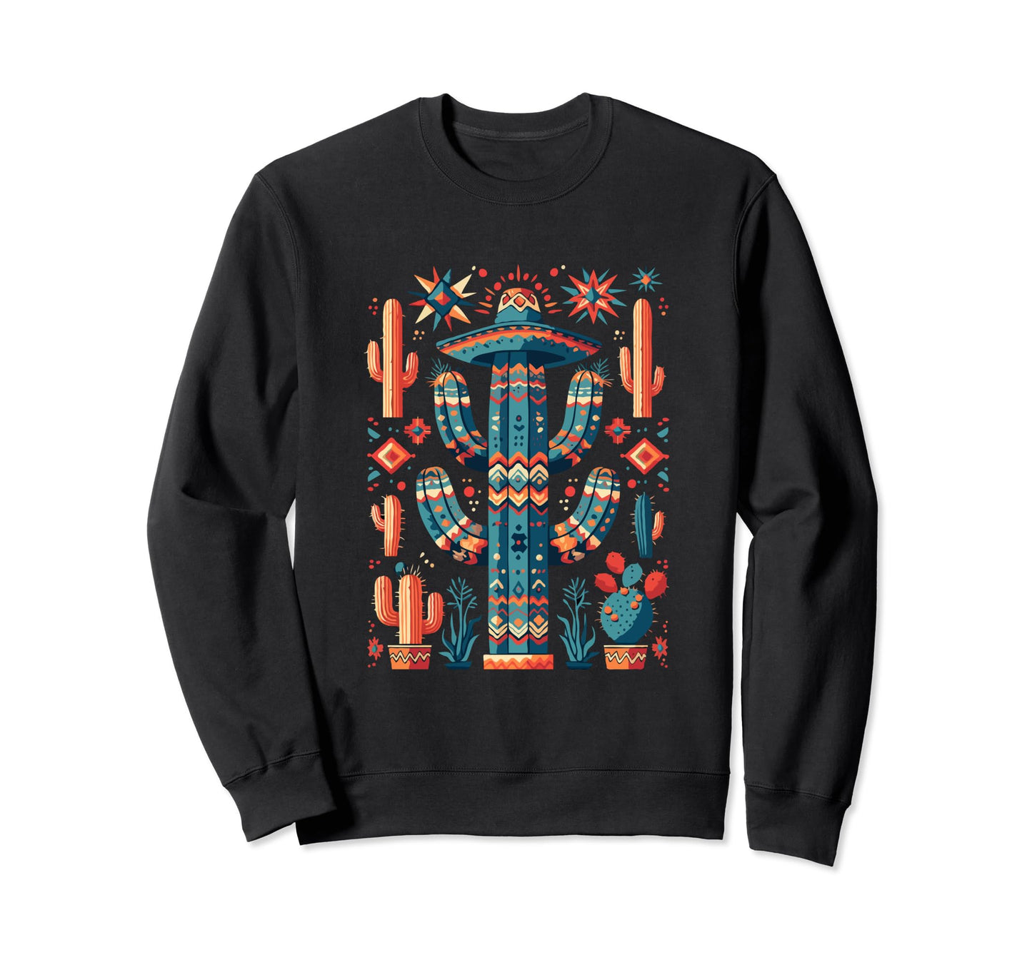Cactus Serape Succulent Plant Cacti Sweatshirt - Graphic Print for Adults - T-Shirt, Sweatshirt, Hoodie