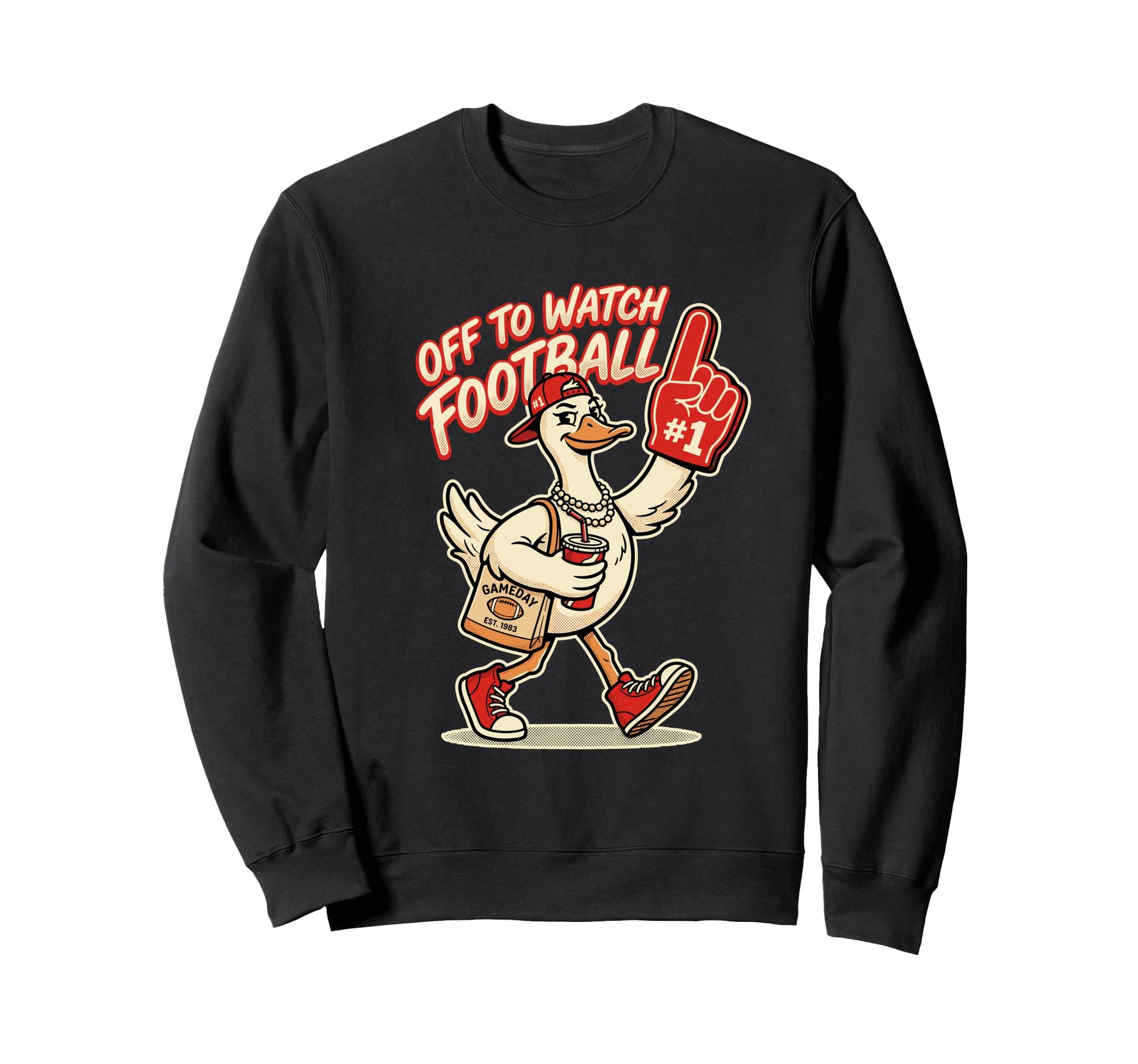 Off To Watch Football Funny Goose Sweatshirt - Novelty Apparel for Adults - T-Shirt, Sweatshirt, Hoodie