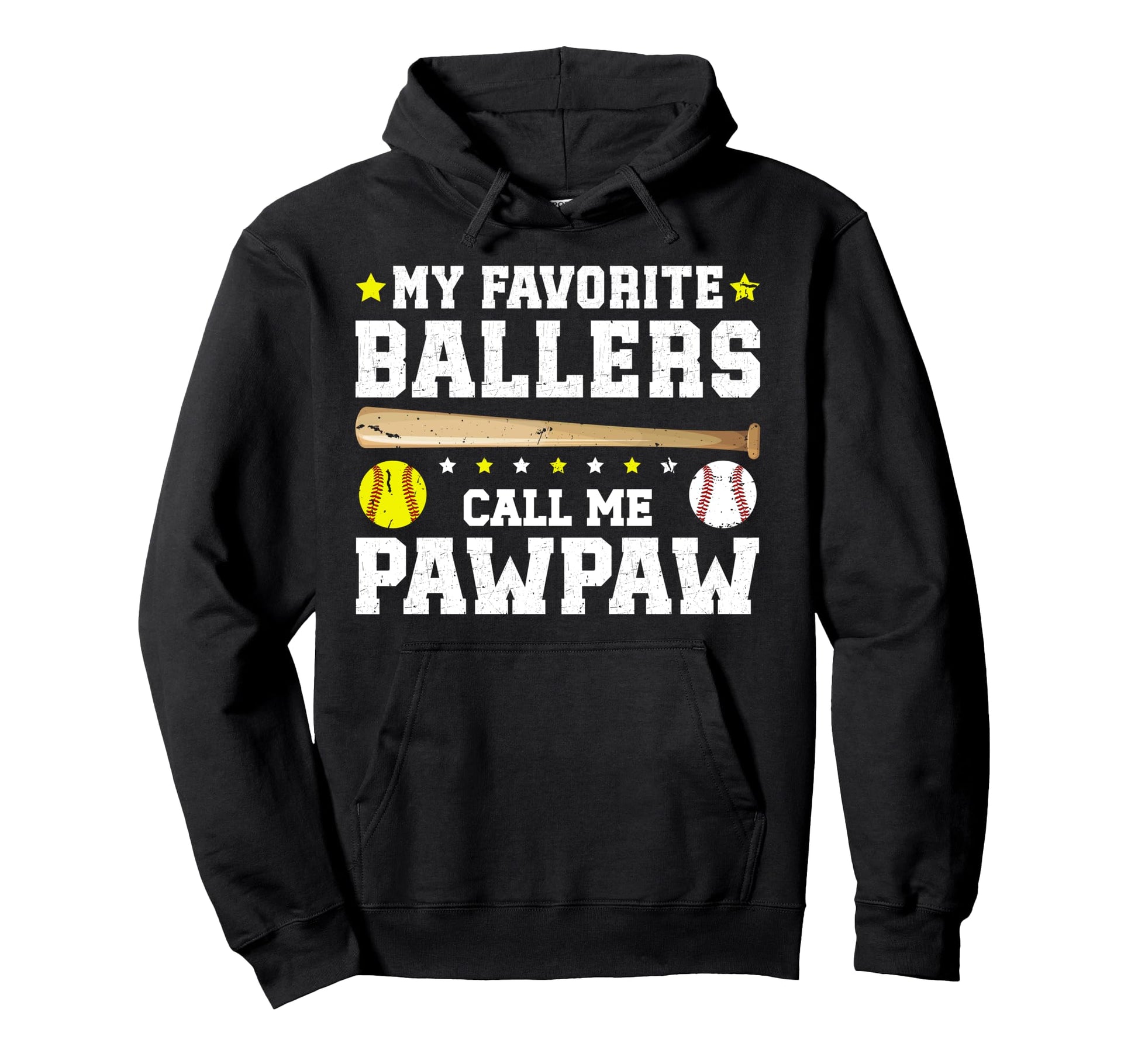 My Favorite Ballers Call Me Pawpaw Baseball Hoodie - Graphic Print Unisex - T-Shirt, Sweatshirt, Hoodie