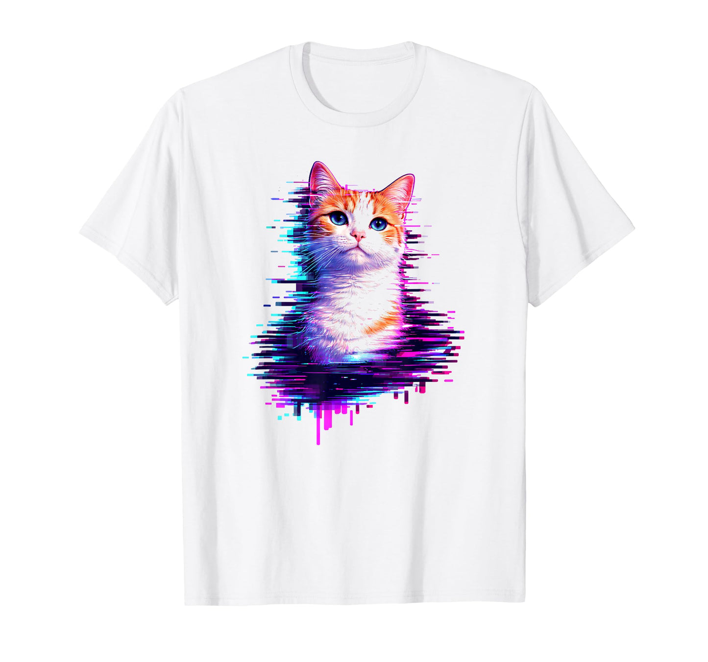 Vaporwave Glitch Cat Aesthetic T-Shirt - Graphic Print Men Women - T-Shirt, Sweatshirt, Hoodie