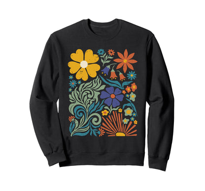Boho Flower Floral Botanical Nature Sweatshirt - Streetwear Style Unisex - T-Shirt, Sweatshirt, Hoodie