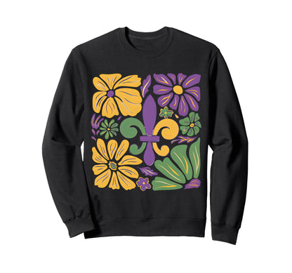 Boho Mardi Gras Mardi Gras Vibes Fleur Sweatshirt - Trendy Graphic Unisex - T-Shirt, Sweatshirt, Hoodie