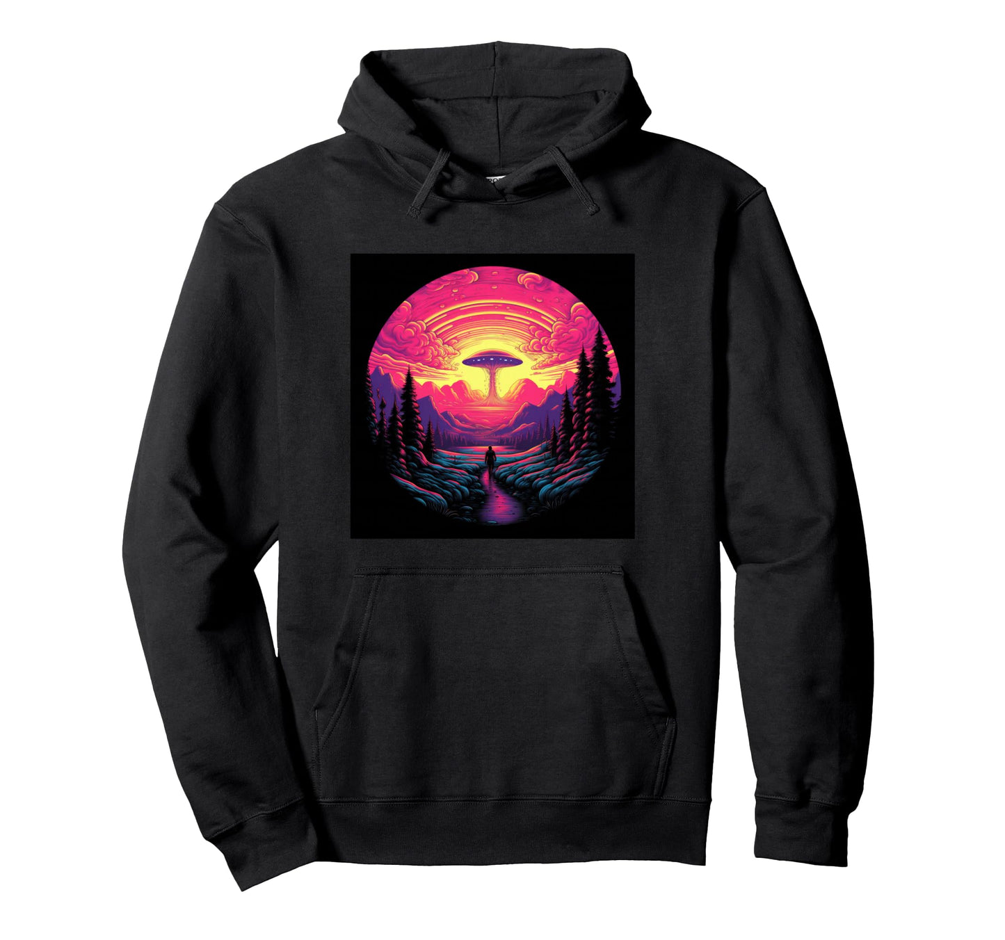 Alien Abduction Alien Vaporwave Ufo Hoodie - Trendy Graphic Unisex - T-Shirt, Sweatshirt, Hoodie