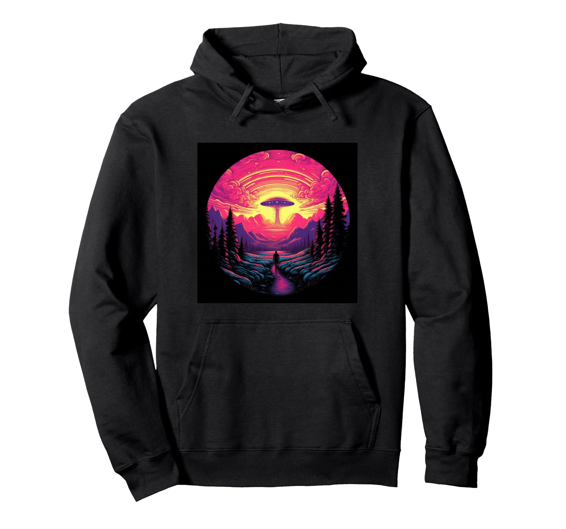 Alien Abduction Alien Vaporwave Ufo Hoodie - Trendy Graphic Unisex - T-Shirt, Sweatshirt, Hoodie