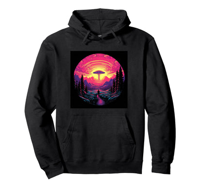 Alien Abduction Alien Vaporwave Ufo Hoodie - Trendy Graphic Unisex - T-Shirt, Sweatshirt, Hoodie