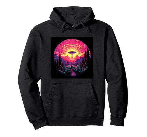 Alien Abduction Alien Vaporwave Ufo Hoodie - Trendy Graphic Unisex - T-Shirt, Sweatshirt, Hoodie
