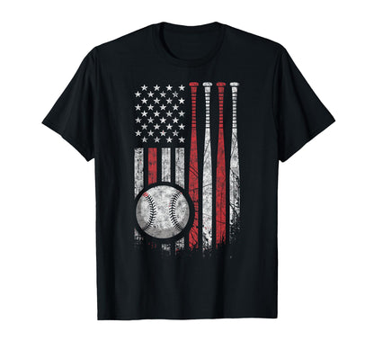 Baseball Us Flag Baseball Lover Dad T-Shirt - Custom Art Print for Adults - T-Shirt, Sweatshirt, Hoodie