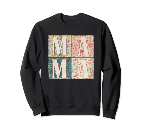 Boho Floral Mama Mothers Day Gift Mom Sweatshirt - Unique Graphic Unisex - T-Shirt, Sweatshirt, Hoodie