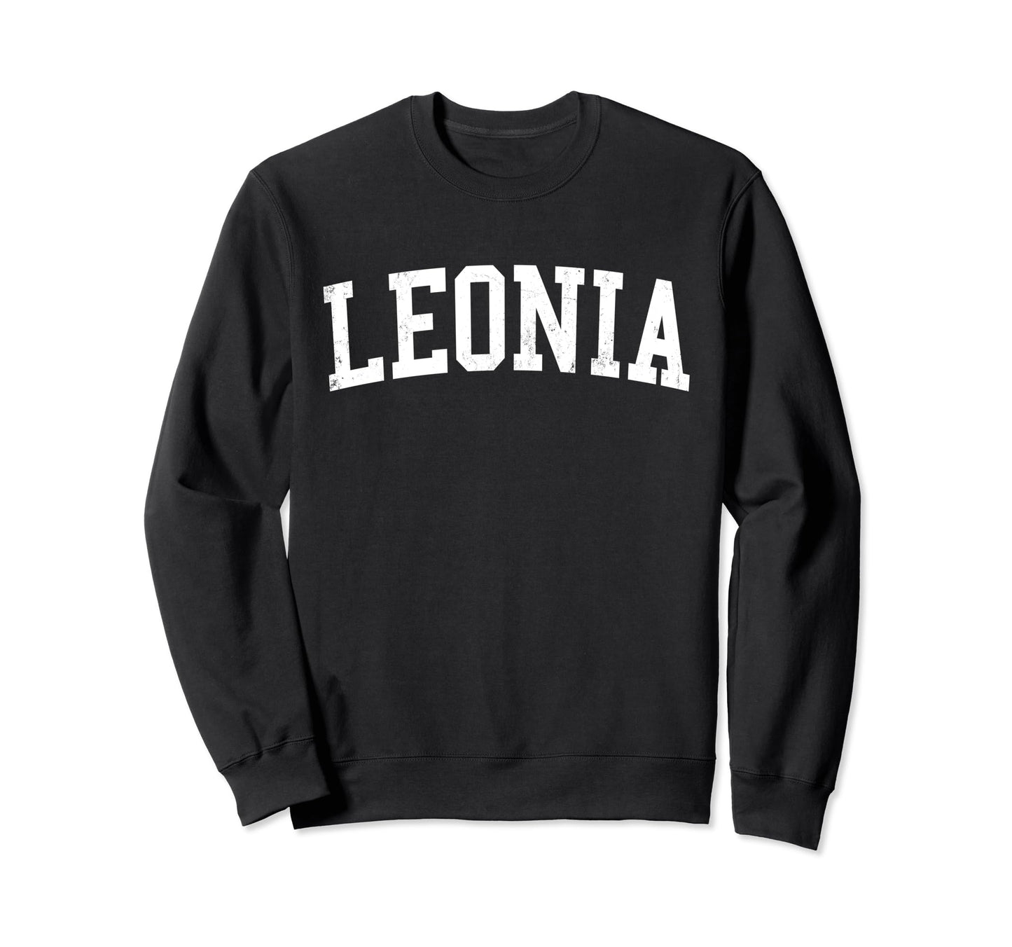 Leonia Nj Distressed White Varsity Sweatshirt - Fun Novelty Design Unisex - T-Shirt, Sweatshirt, Hoodie