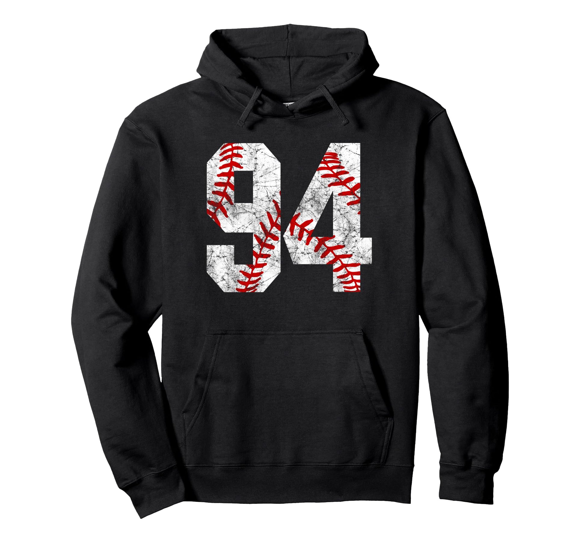 Distressed Baseball Number 94 Jersey Hoodie - Novelty Apparel Men Women - T-Shirt, Sweatshirt, Hoodie
