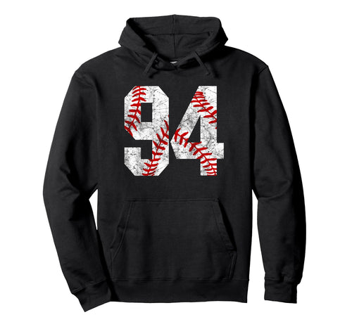 Distressed Baseball Number 94 Jersey Hoodie - Novelty Apparel Men Women - T-Shirt, Sweatshirt, Hoodie