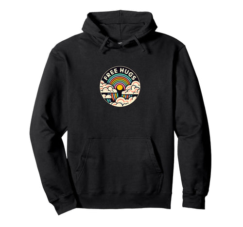 Free Hugs Rainbow Illustration Huggers Hoodie - Fun Novelty Design Unisex - T-Shirt, Sweatshirt, Hoodie
