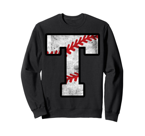 Distressed Baseball Letter T Sweatshirt - Aesthetic Graphic Men Women - T-Shirt, Sweatshirt, Hoodie