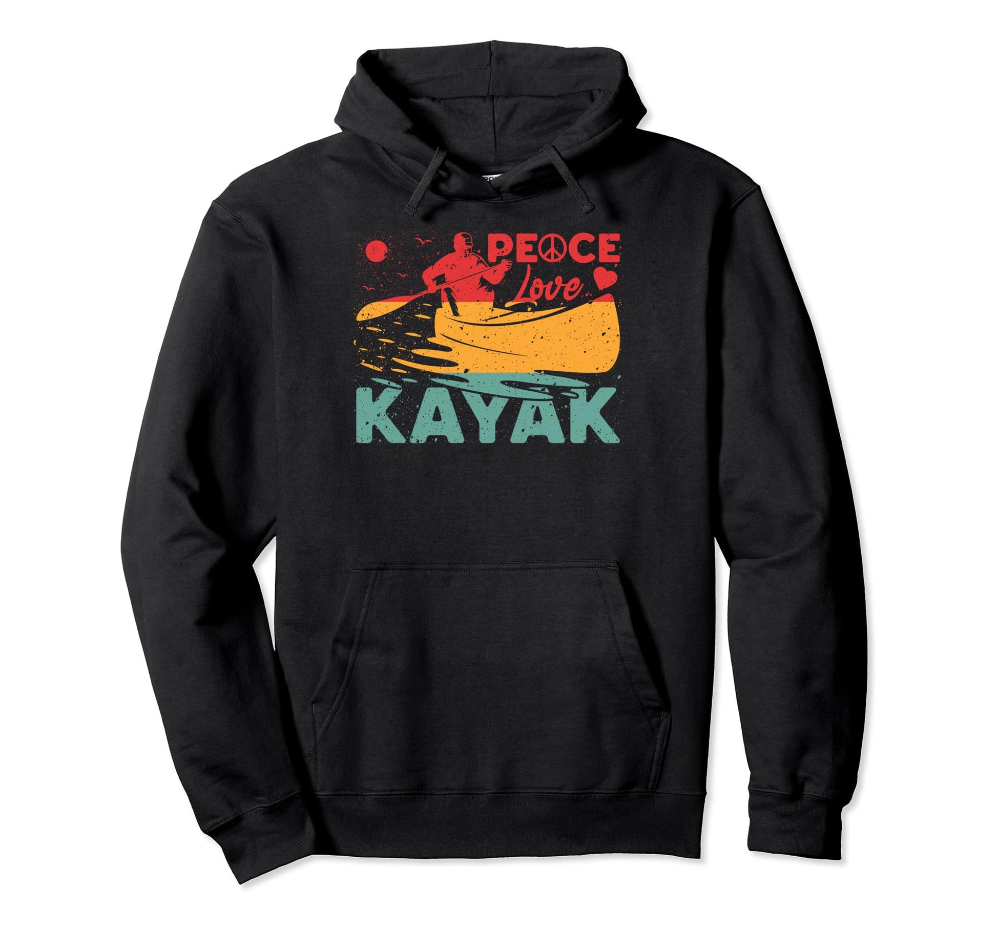 Peace Love Kayak Kayaker Kayaking Hoodie - Minimalist Print for Adults - T-Shirt, Sweatshirt, Hoodie