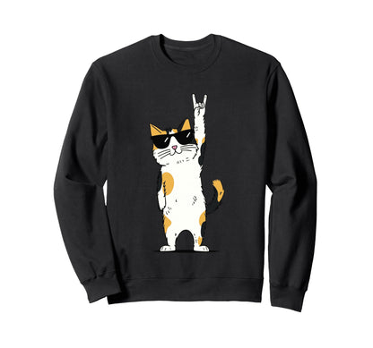 Cat Sunglasses Funny Cat Lover Sweatshirt - Casual Everyday Wear Men Women - T-Shirt, Sweatshirt, Hoodie