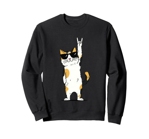 Cat Sunglasses Funny Cat Lover Sweatshirt - Casual Everyday Wear Men Women - T-Shirt, Sweatshirt, Hoodie