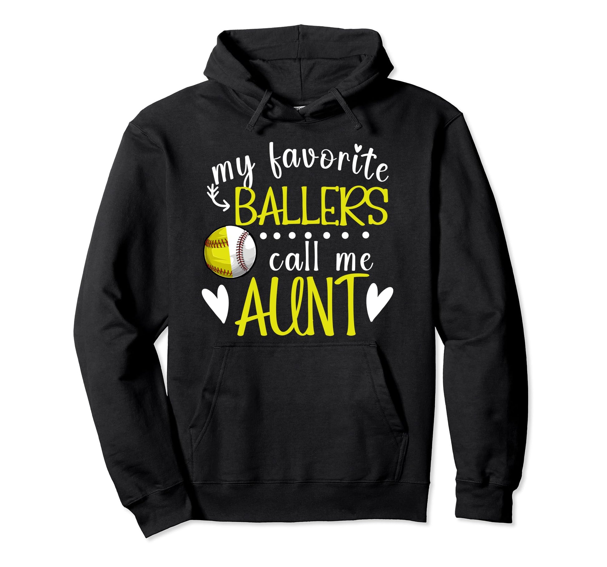 My Favorite Ballers Call Me Aunt Baseball Hoodie - Graphic Print Men Women - T-Shirt, Sweatshirt, Hoodie
