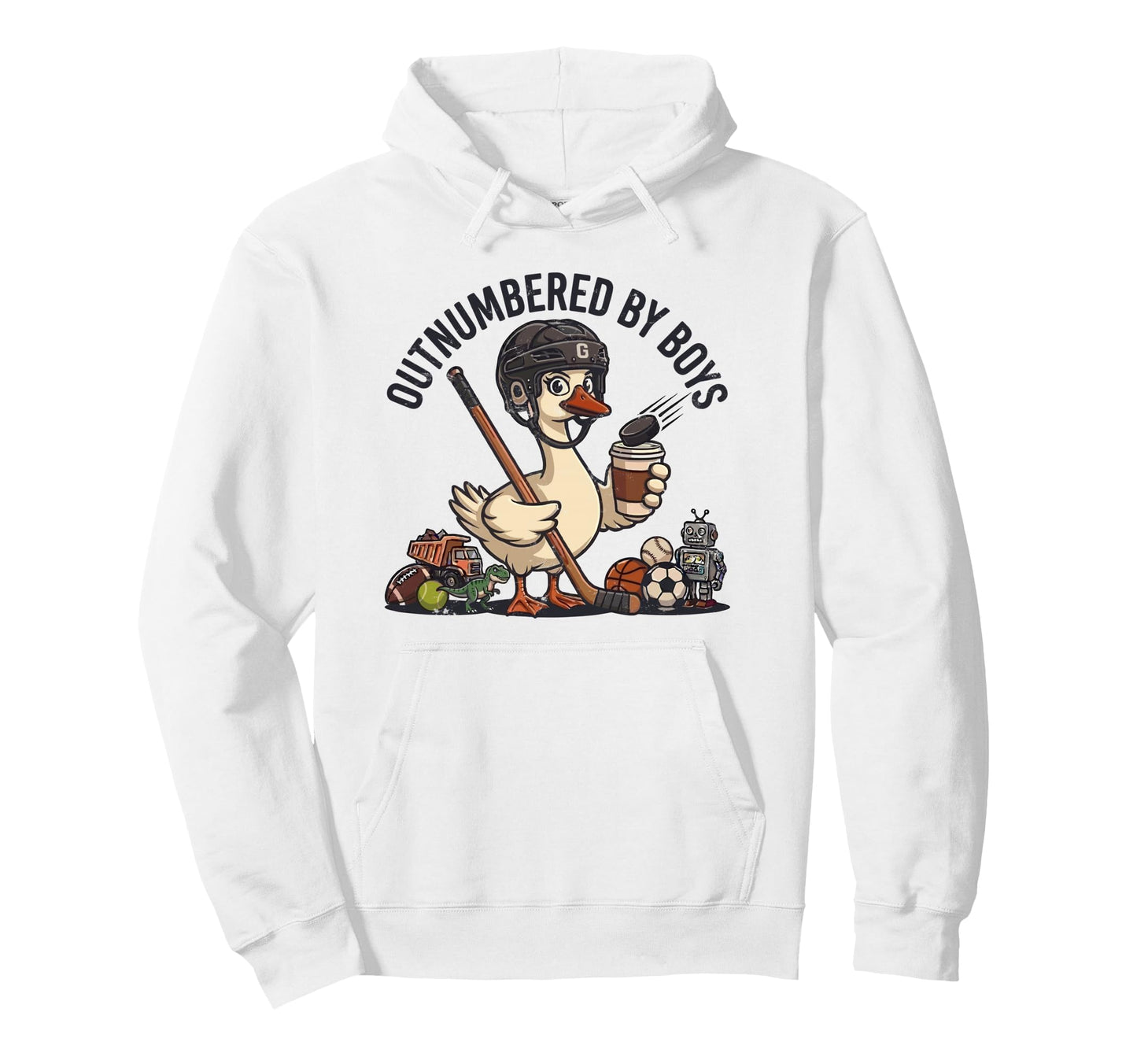 Outnumbered Mom Hockey Mom Football Hoodie - Fun Novelty Design for Adults - T-Shirt, Sweatshirt, Hoodie