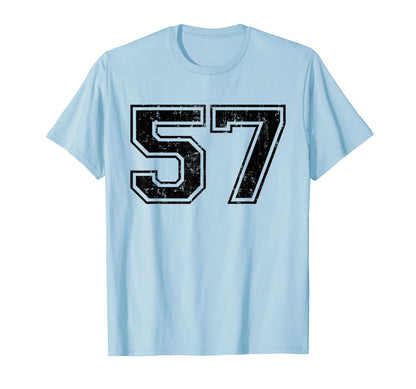 Number 57 Varsity Distressed Sport T-Shirt - Minimalist Print Men Women - T-Shirt, Sweatshirt, Hoodie