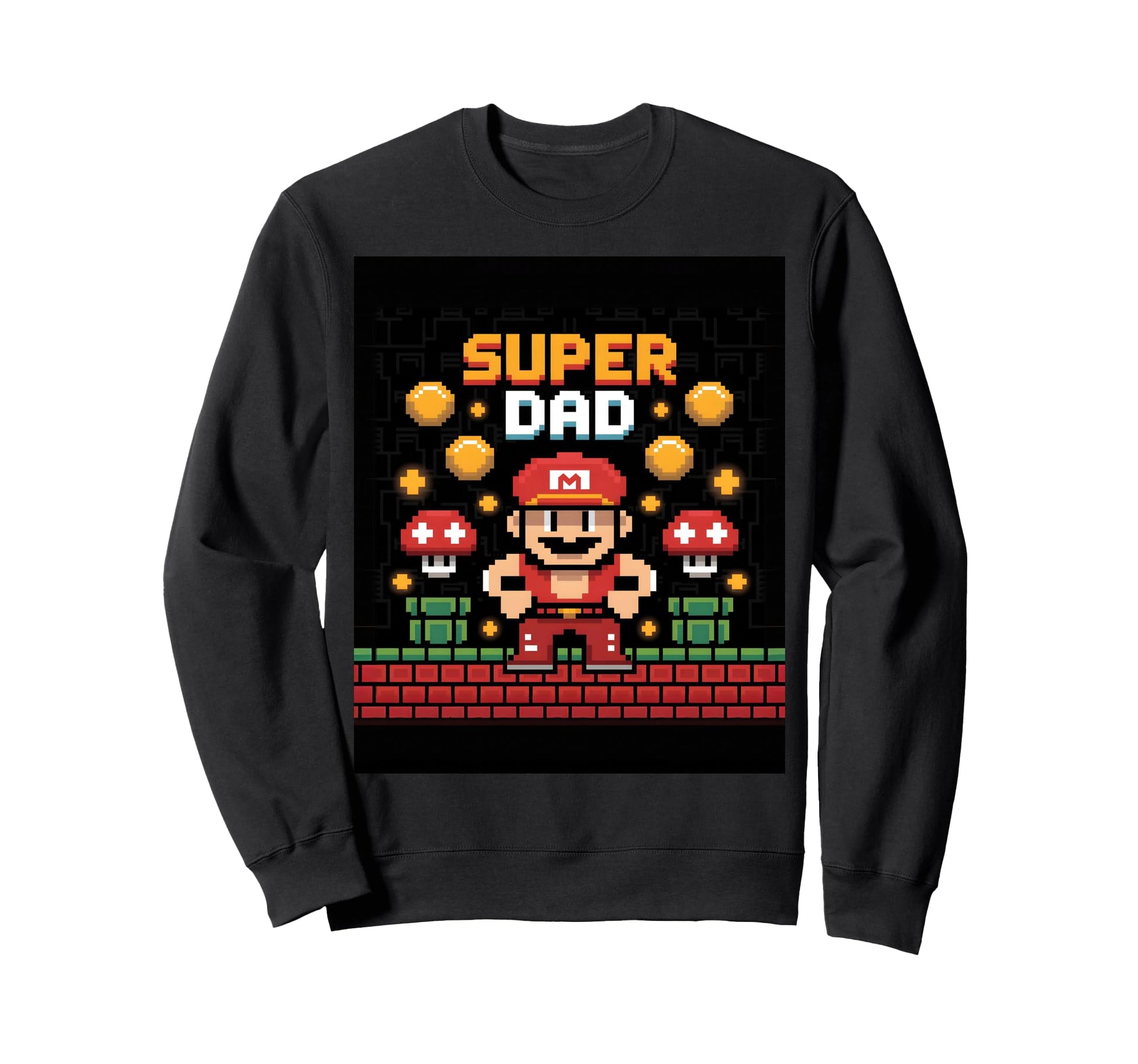 8 Bit Super Dad Pixel Art Fathers Sweatshirt - Streetwear Style for Adults - T-Shirt, Sweatshirt, Hoodie