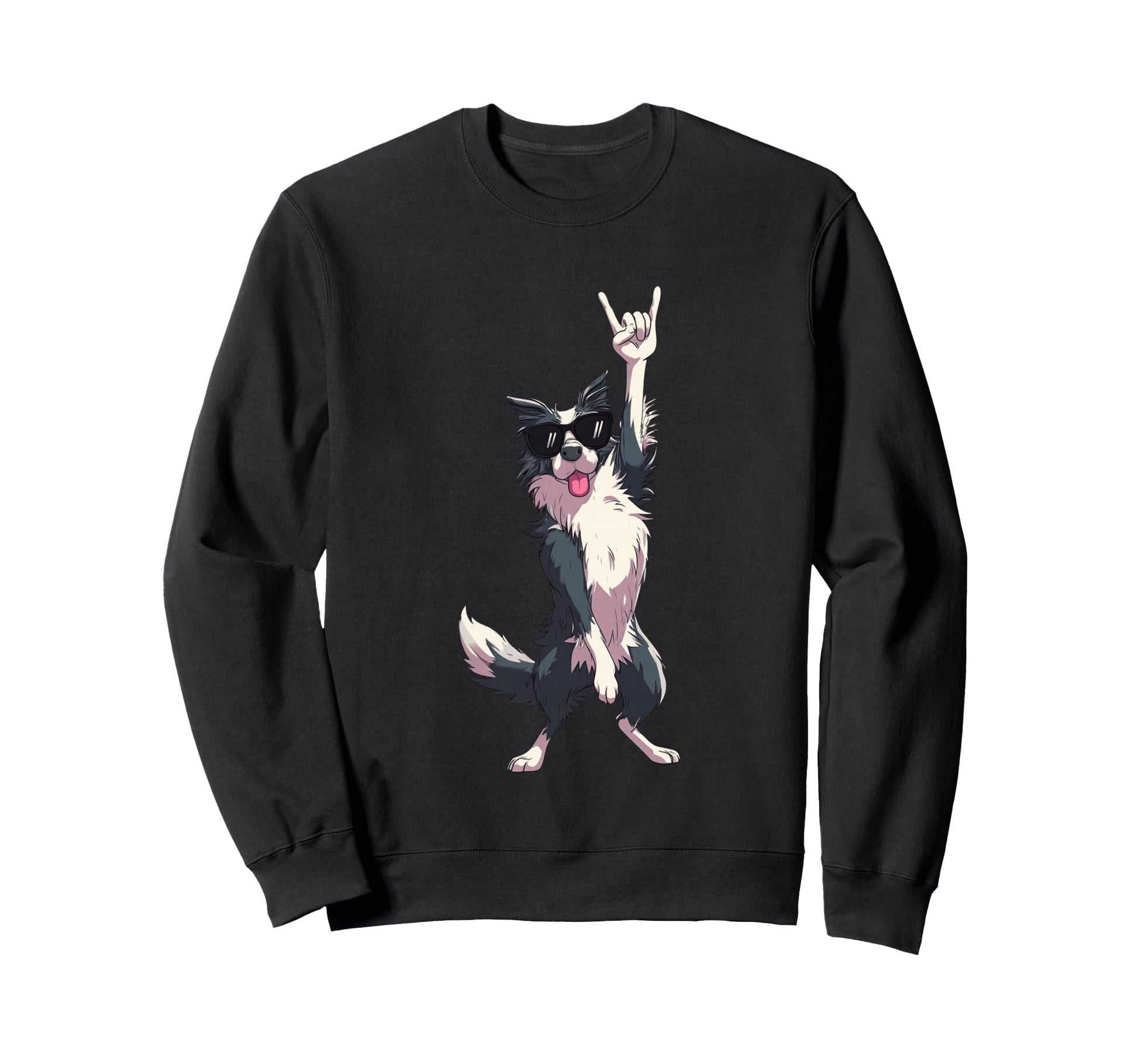 Border Collie Rock Star Dog Sweatshirt - Aesthetic Graphic for Adults - T-Shirt, Sweatshirt, Hoodie