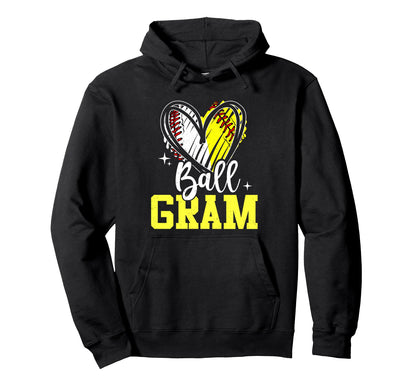 Ball Gram Softball Baseball Grandma Hoodie - Custom Art Print Men Women - T-Shirt, Sweatshirt, Hoodie