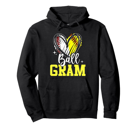 Ball Gram Softball Baseball Grandma Hoodie - Custom Art Print Men Women - T-Shirt, Sweatshirt, Hoodie