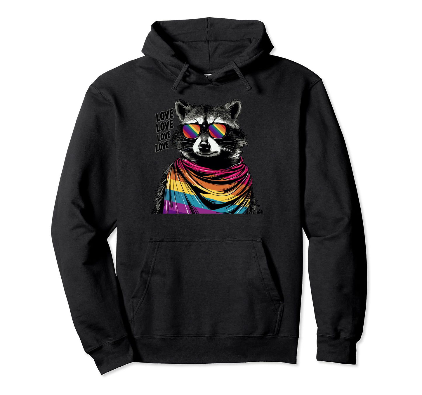 Funny Raccoon Love Sunglasses Summer Hoodie - Unique Graphic for Adults - T-Shirt, Sweatshirt, Hoodie