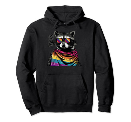 Funny Raccoon Love Sunglasses Summer Hoodie - Unique Graphic for Adults - T-Shirt, Sweatshirt, Hoodie