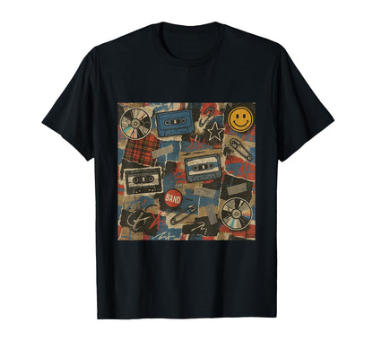 90S Grunge Punk Rock Cassette Pattern T-Shirt - Fun Novelty Design Unisex - T-Shirt, Sweatshirt, Hoodie