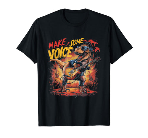 Rock N Roll Dinosaur Playing Guitar T-Shirt - Novelty Apparel Unisex - T-Shirt, Sweatshirt, Hoodie