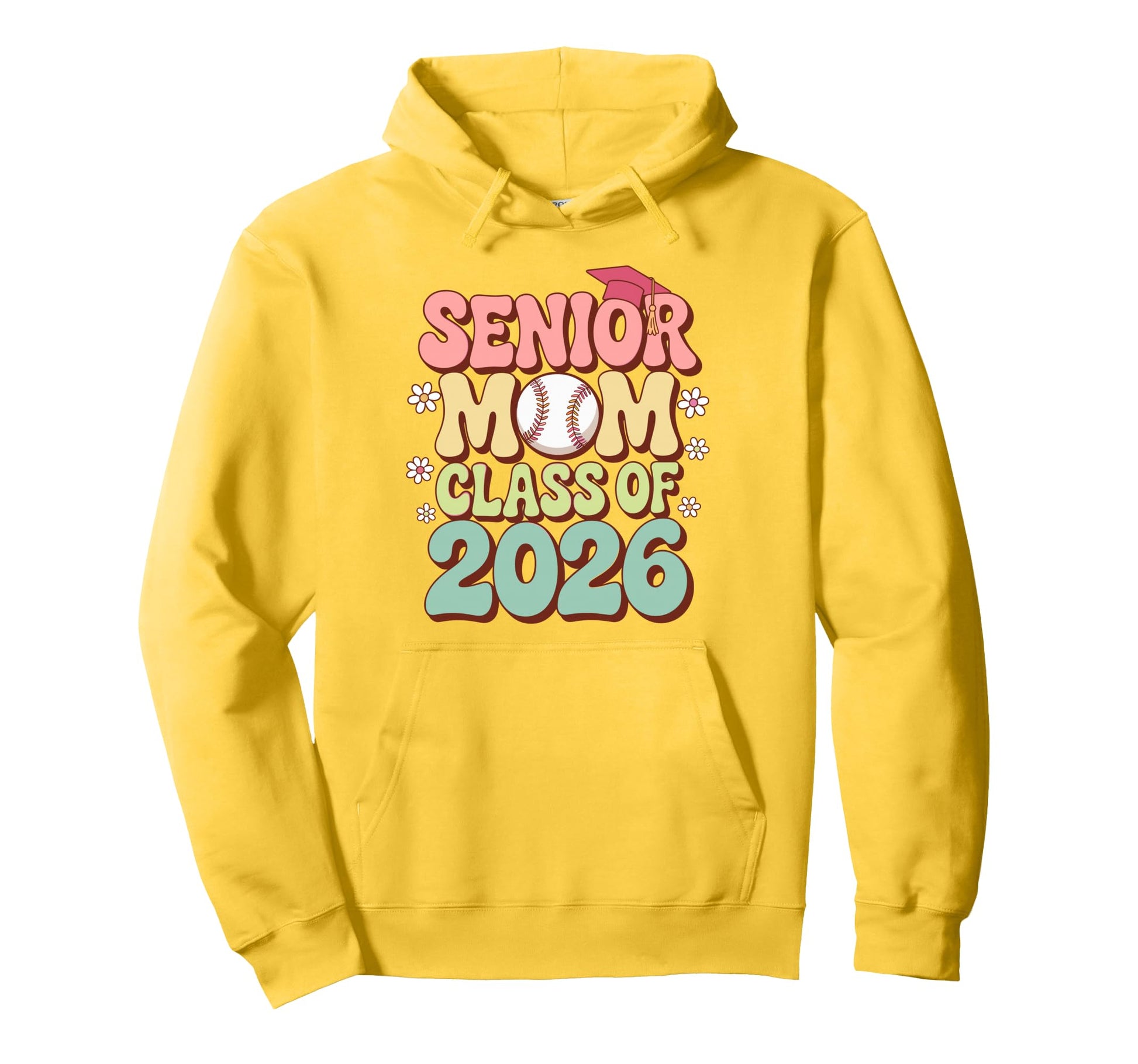 Senior Mom Class 2026 Baseball Groovy Hoodie - Aesthetic Graphic Men Women - T-Shirt, Sweatshirt, Hoodie