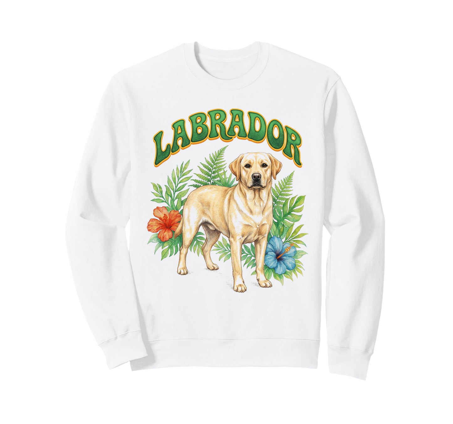 Labrador Retriever Groovy Floral Sweatshirt - Trendy Graphic Unisex - T-Shirt, Sweatshirt, Hoodie