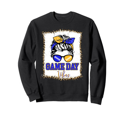 Blue Gold Game Day Vibes Football Sweatshirt - Novelty Apparel for Adults - T-Shirt, Sweatshirt, Hoodie