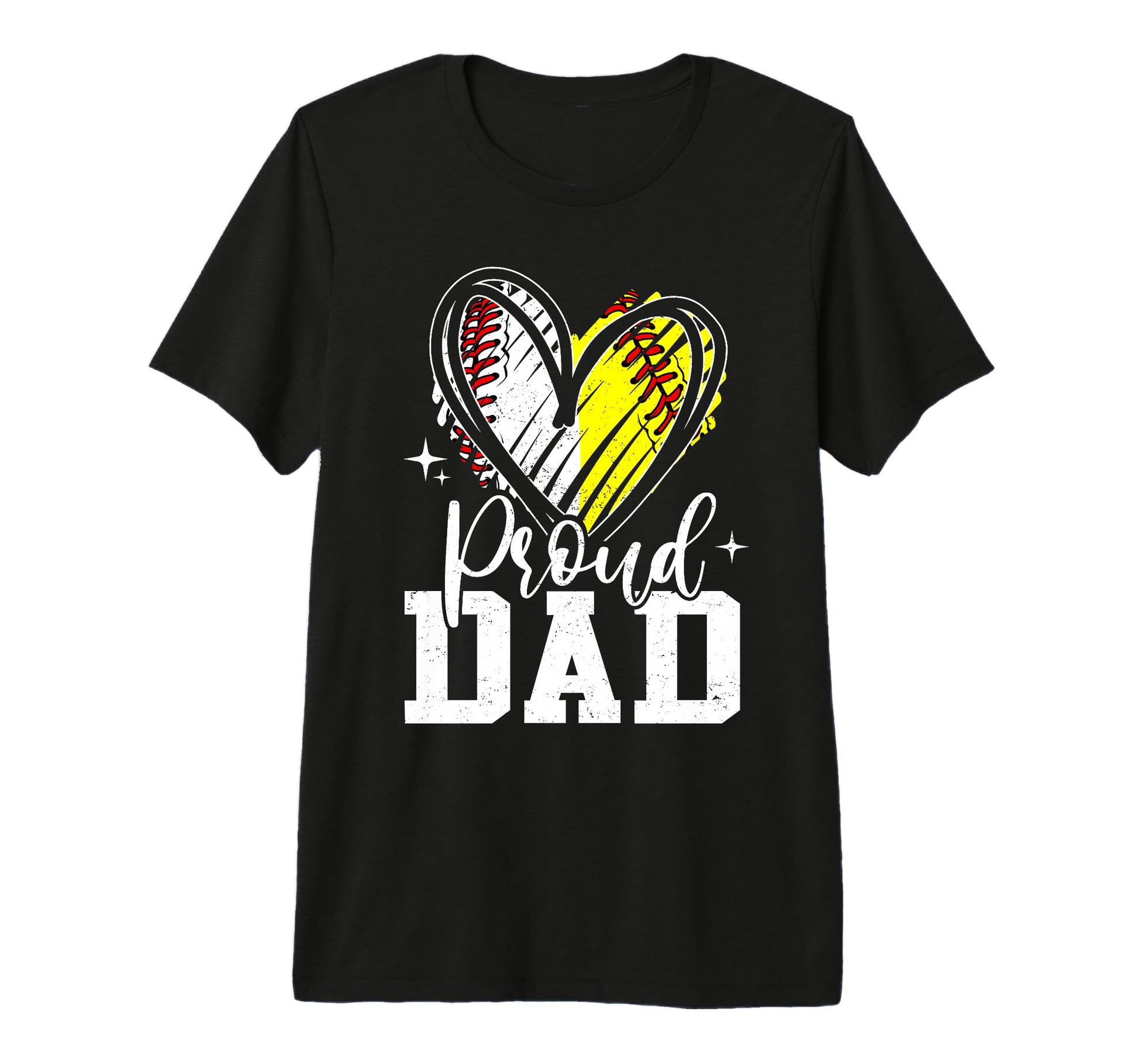 Proud Dad Baseball Softball Heart T-Shirt - Streetwear Style Men Women - T-Shirt, Sweatshirt, Hoodie