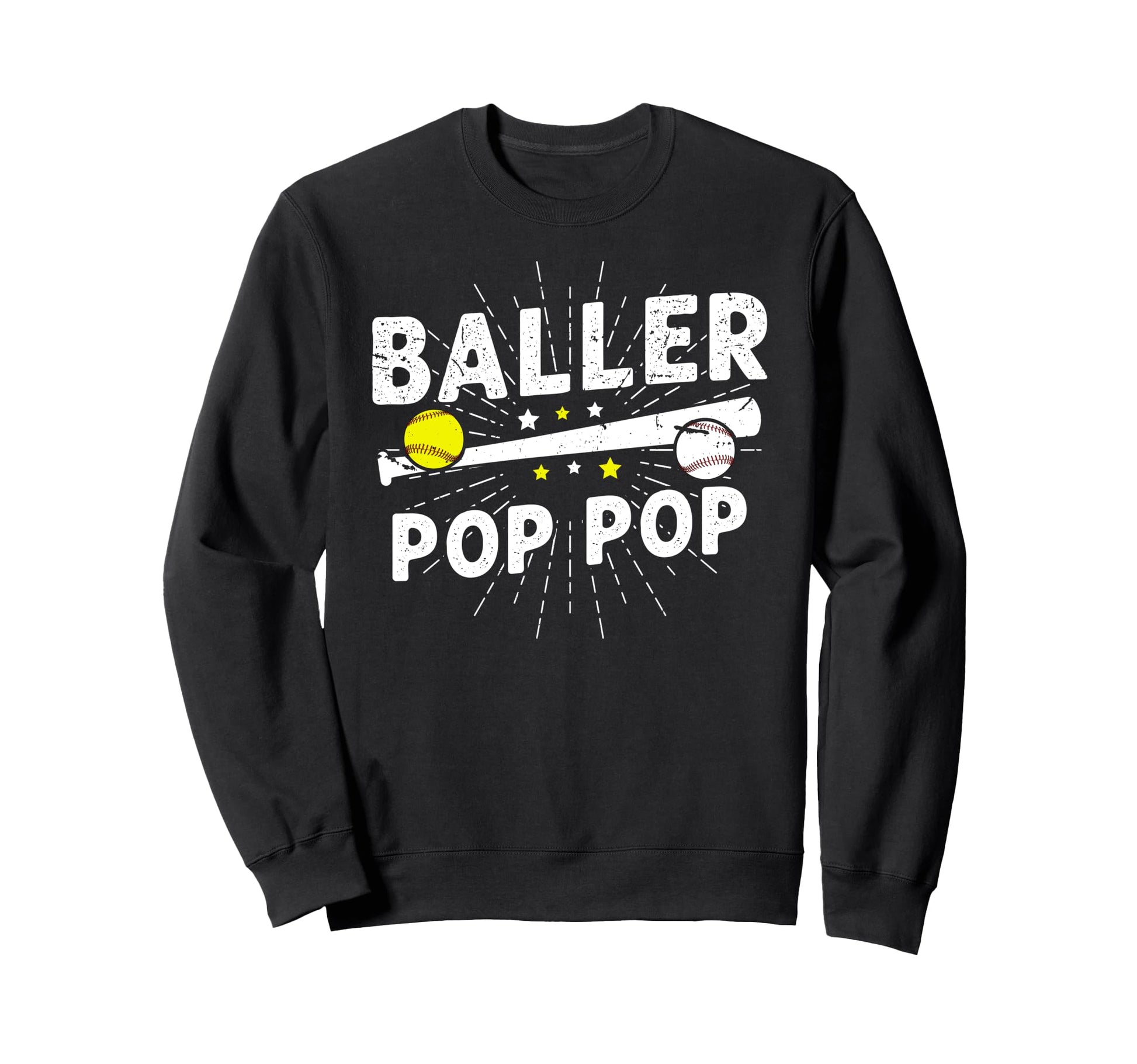 Baller Pop Pop Proud Softball Sweatshirt - Custom Art Print Men Women - T-Shirt, Sweatshirt, Hoodie