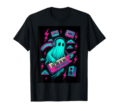 Synthwave Ghost Keytar Musician T-Shirt - Streetwear Style Men Women - T-Shirt, Sweatshirt, Hoodie