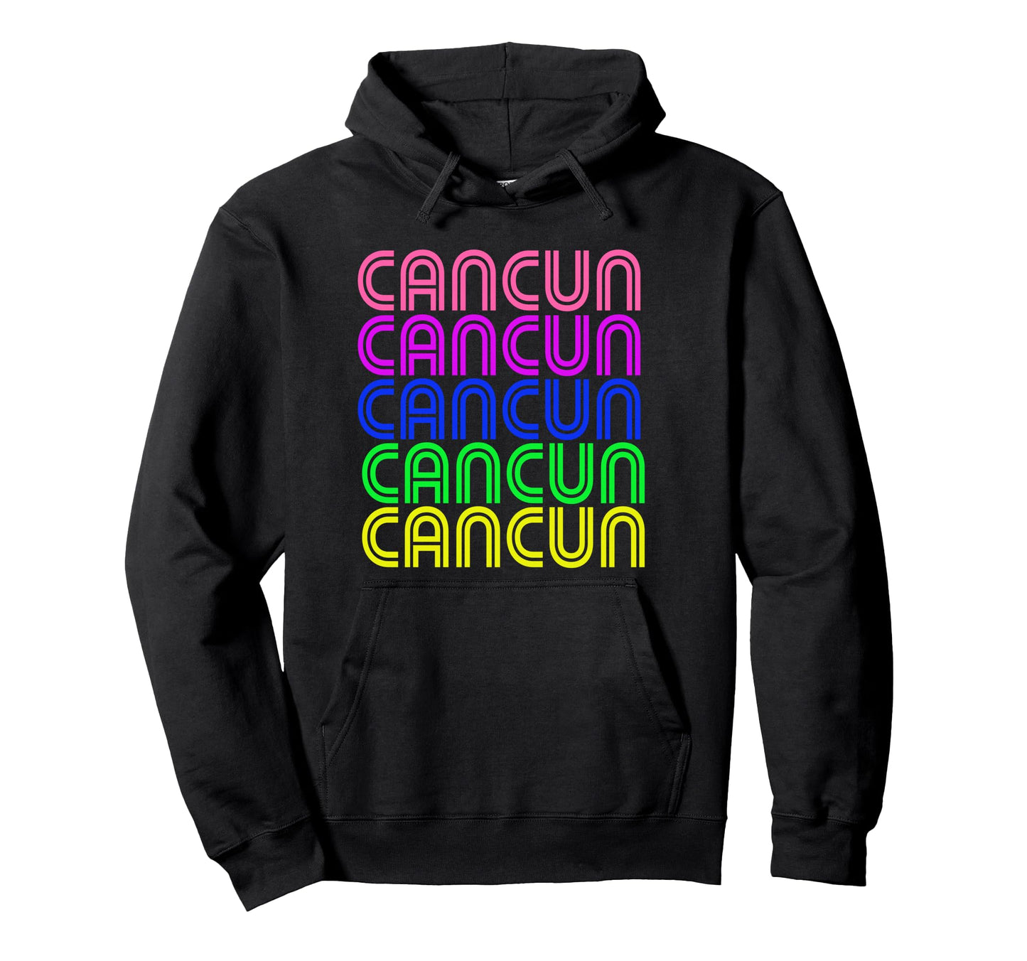 Cancun Mexico Stacked Rainbow Text Hoodie - Custom Art Print Unisex - T-Shirt, Sweatshirt, Hoodie