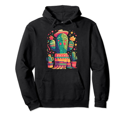 Happy Cactus Serape Succulent Plant Hoodie - Trendy Graphic Men Women - T-Shirt, Sweatshirt, Hoodie