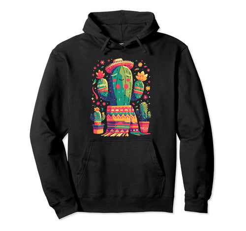 Happy Cactus Serape Succulent Plant Hoodie - Trendy Graphic Men Women - T-Shirt, Sweatshirt, Hoodie