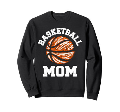 Basketball Mom Distressed Funny Sport Sweatshirt - Minimalist Print Unisex - T-Shirt, Sweatshirt, Hoodie
