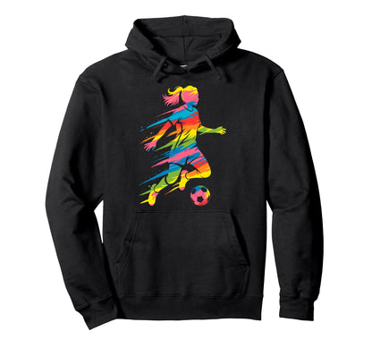 Colorful Funny Soccer Fan Dad Mom Game Hoodie - Graphic Print Men Women - T-Shirt, Sweatshirt, Hoodie