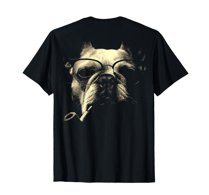 French Bulldog Glasses Smoking Pipe T-Shirt - Fun Novelty Design Men Women - T-Shirt, Sweatshirt, Hoodie