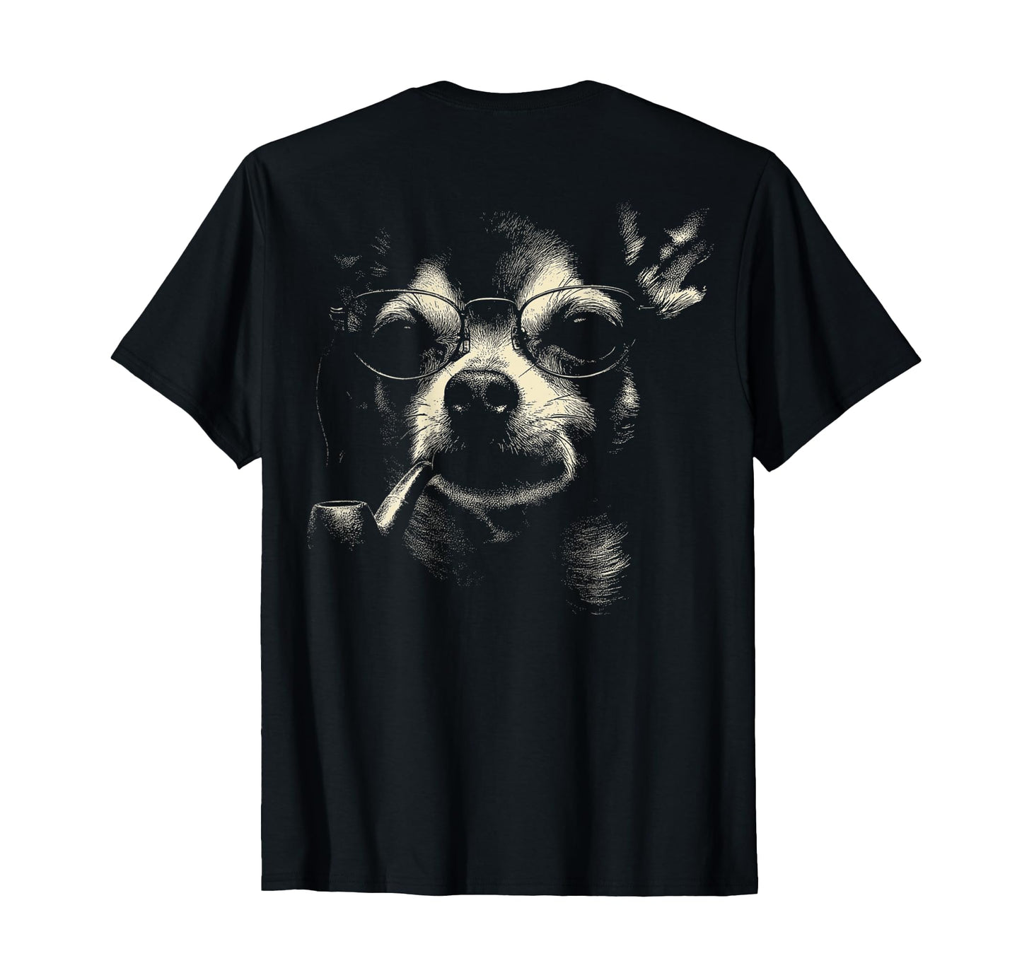 Chihuahua Smoking Pipe Glasses 90S T-Shirt - Minimalist Print Men Women - T-Shirt, Sweatshirt, Hoodie